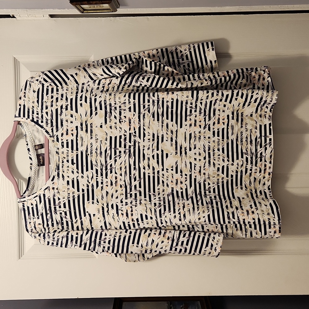 Rafaella stripe white/blue sweather